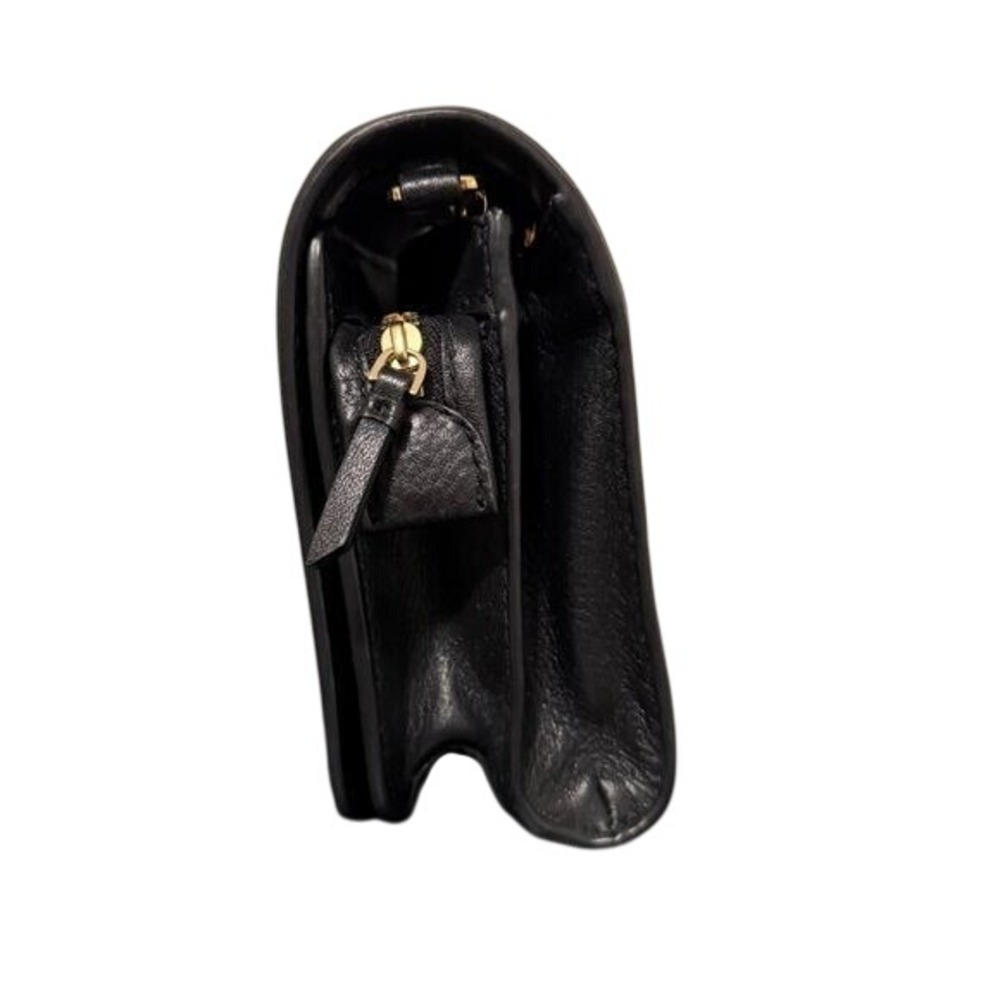 Tory Burch Landon Black Pebbled Leather Crossbody Bag Gold Logo Chain Strap - Picture 5 of 7